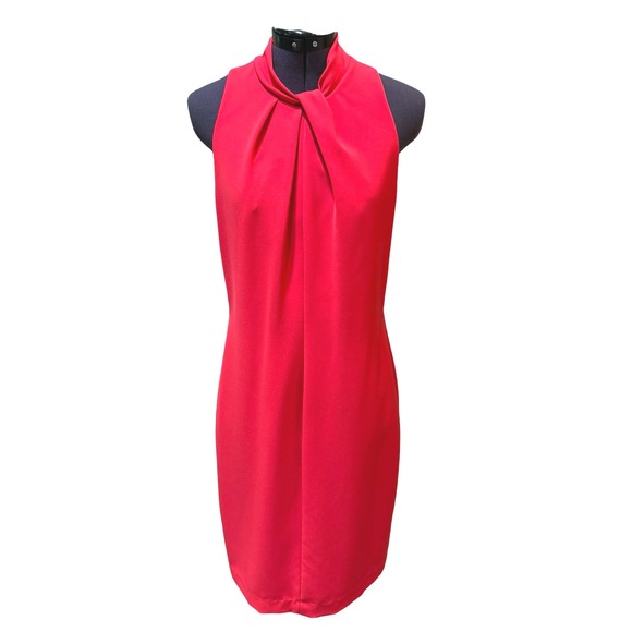 Black Halo Women's Sleeveless Twist Neck Sheath Dress - Red Career Size 12‎ - Picture 3 of 9